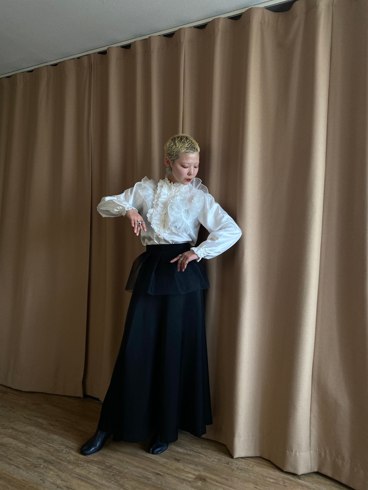 frill tulle design remake shirt-4165-6