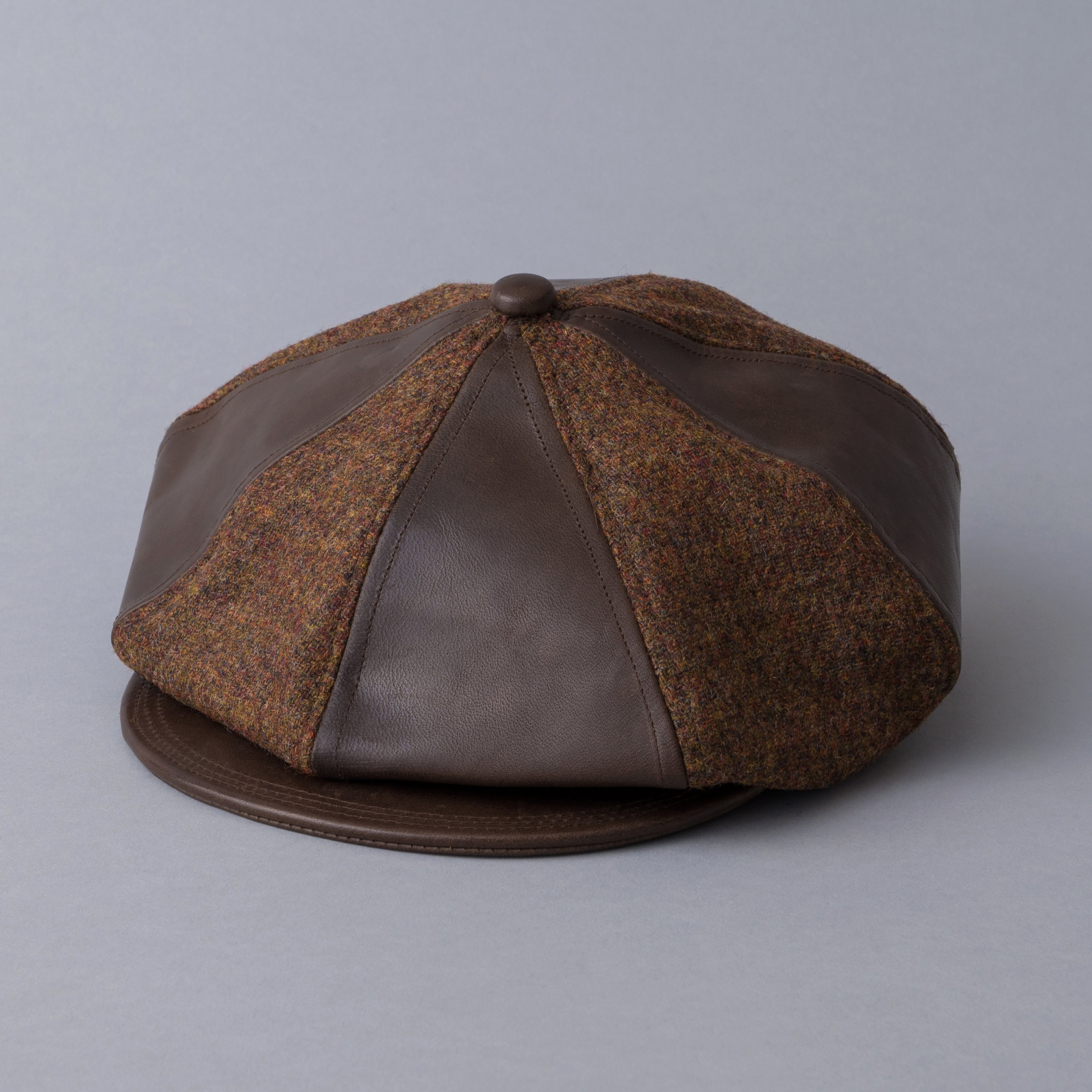 SOLARIS&CO.]British Tweed × Horsehide Casquette 