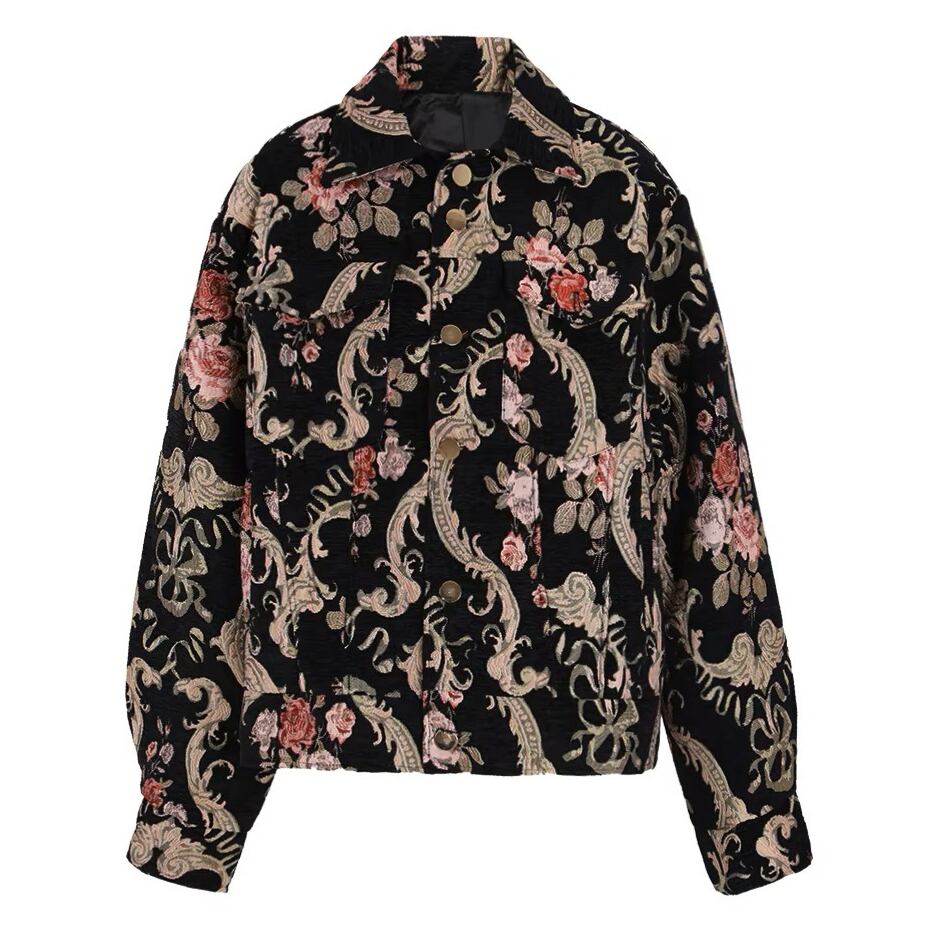 花柄 ジャガード ジャケット ショートブルゾン 中綿 韓国 nr7601 a2d084f4e2c73ab4023add40166a9d