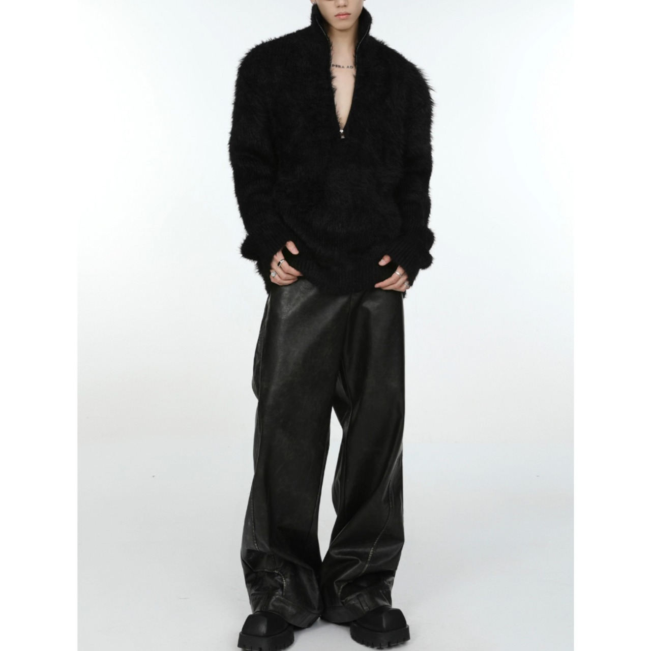 High Neck Zip Sweater / M–3XL　TB2635・画像6