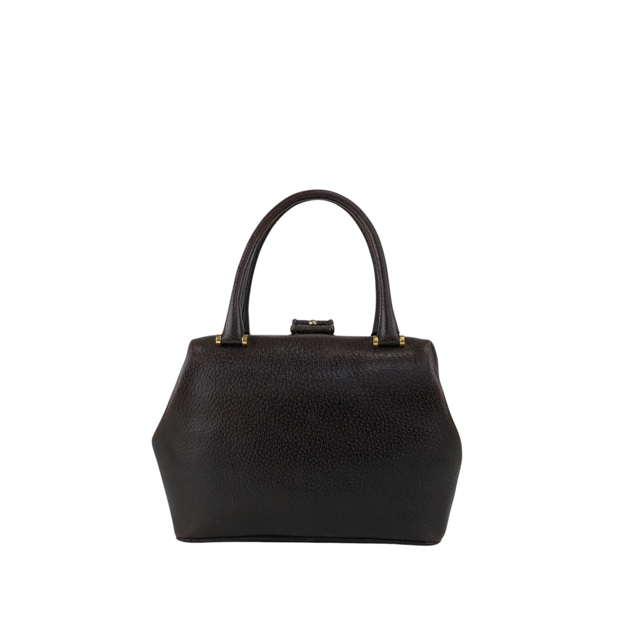 GUCCI グッチ ハンドバッグ ブラウン レザー がま口 vintage