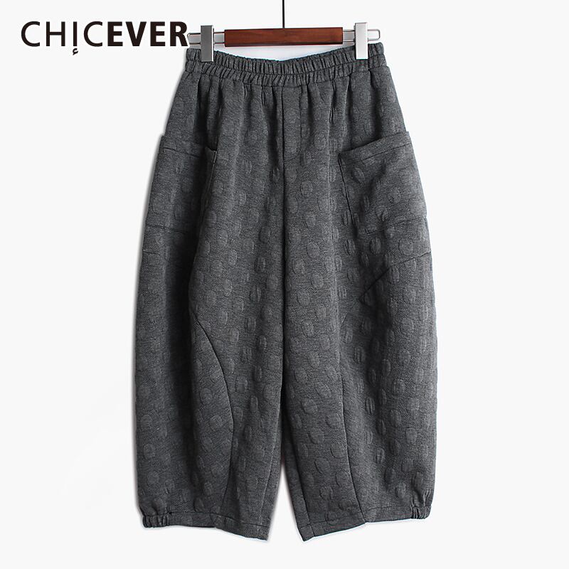 CHICEVERドットカーフ丈パンツレディースウエストルーズポケットワイドレッグパンツ2020秋 オータム 秋物 ワイドパンツ 6base549452752813
