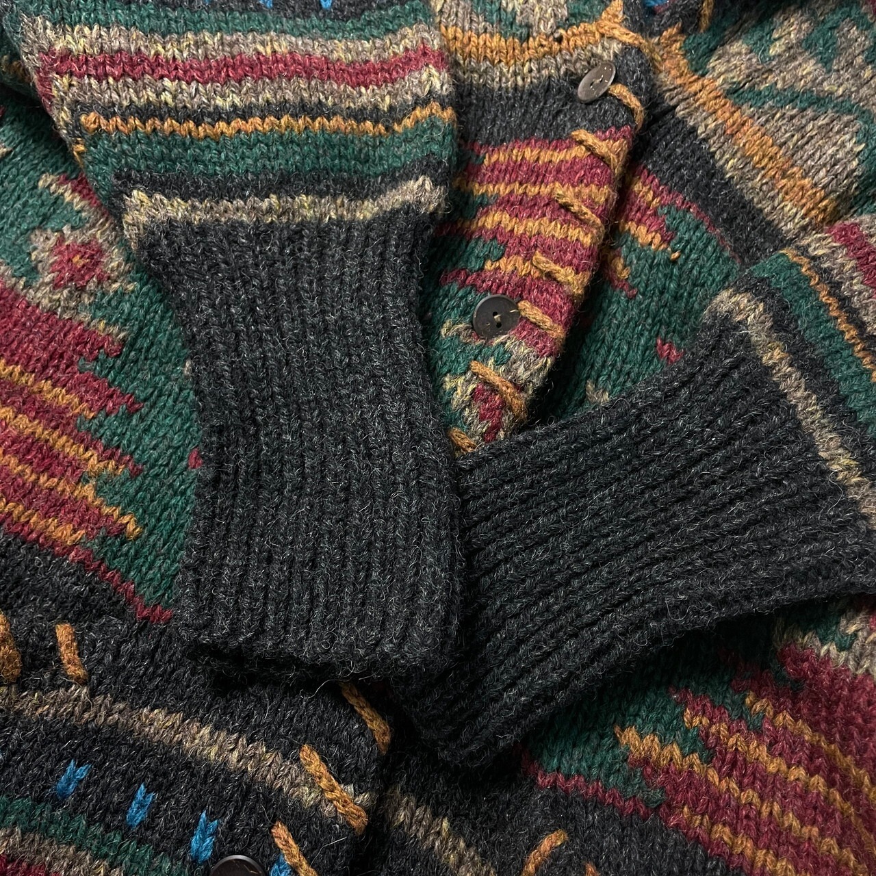 90年代 Woolrich ウールリッチ ウールニットカーディガン ネイティブ柄 