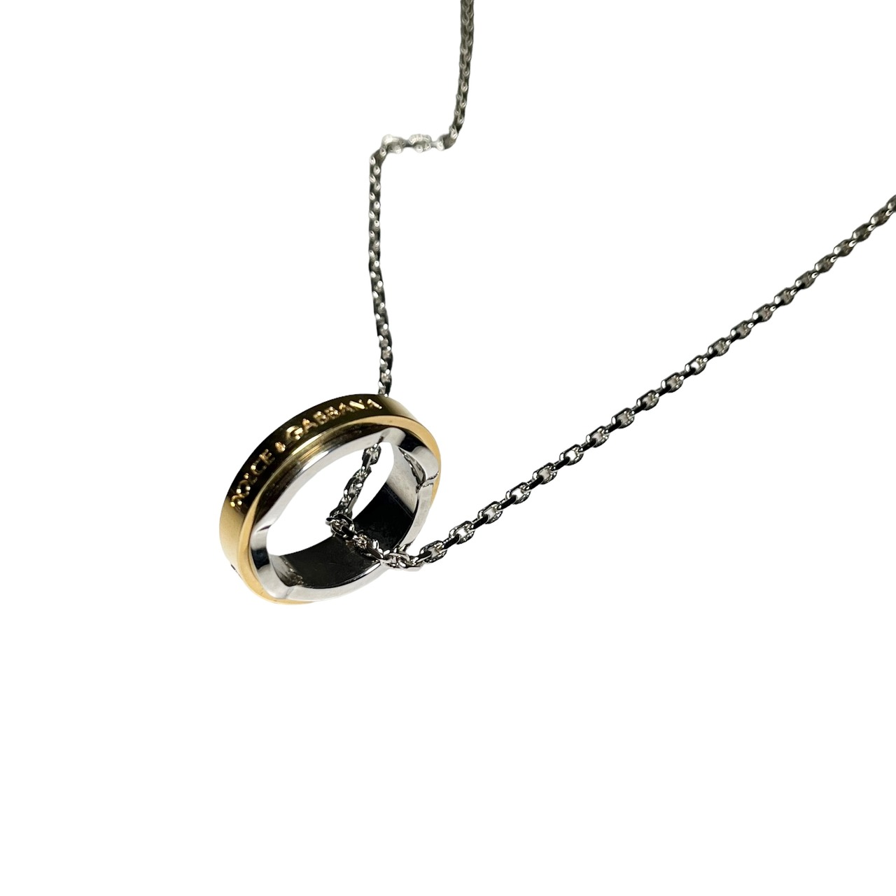DOLCE&GABBANA bicolor metal necklace with logo ring