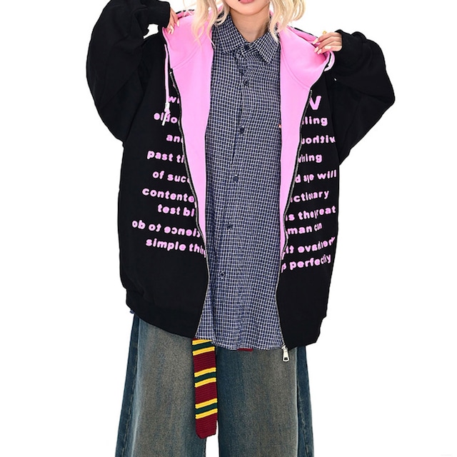 ツートンロゴグラフィックジップパーカー 2col R01098