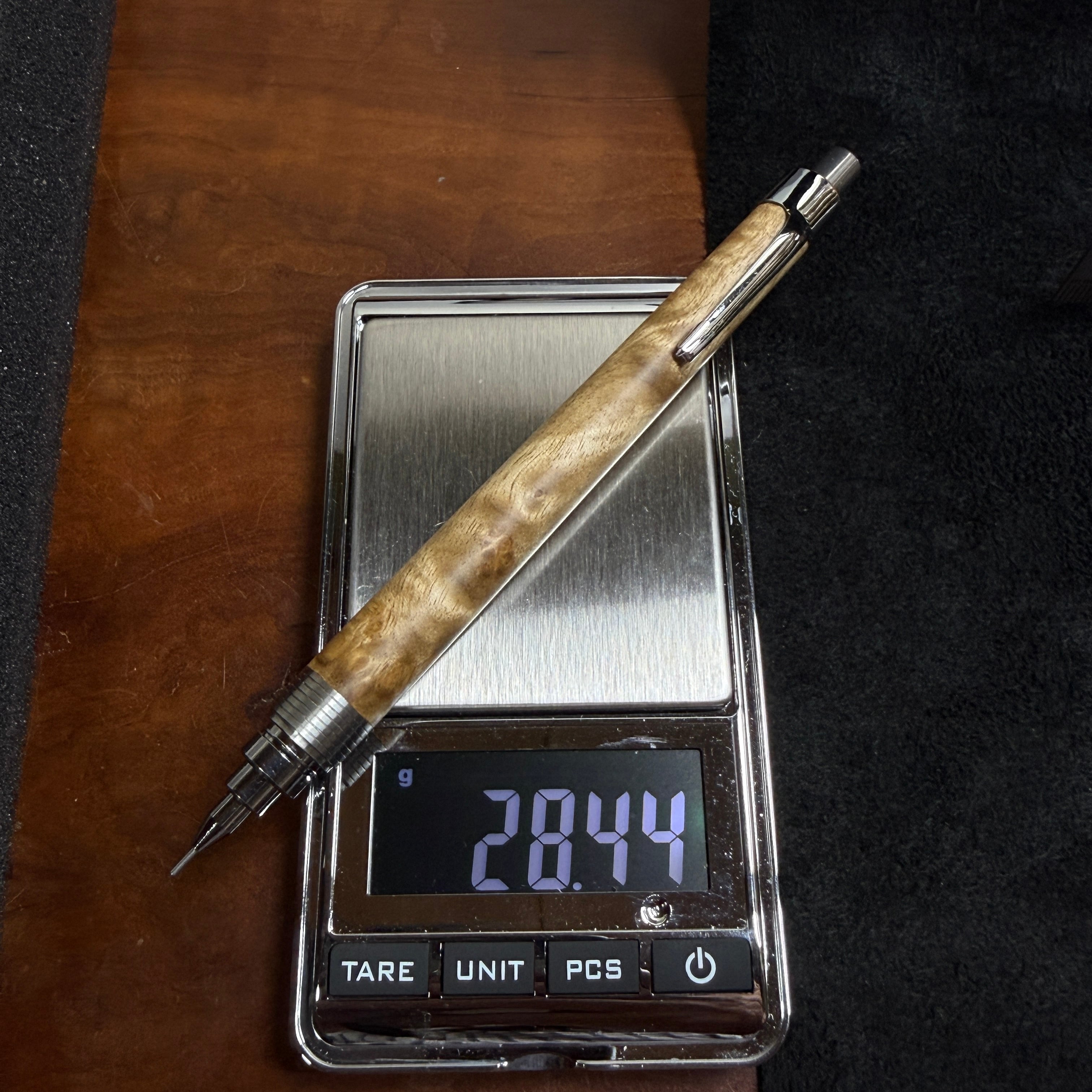 259マーブルウッド木製シャーペン 超低重心溝付き ステンレス | handwood