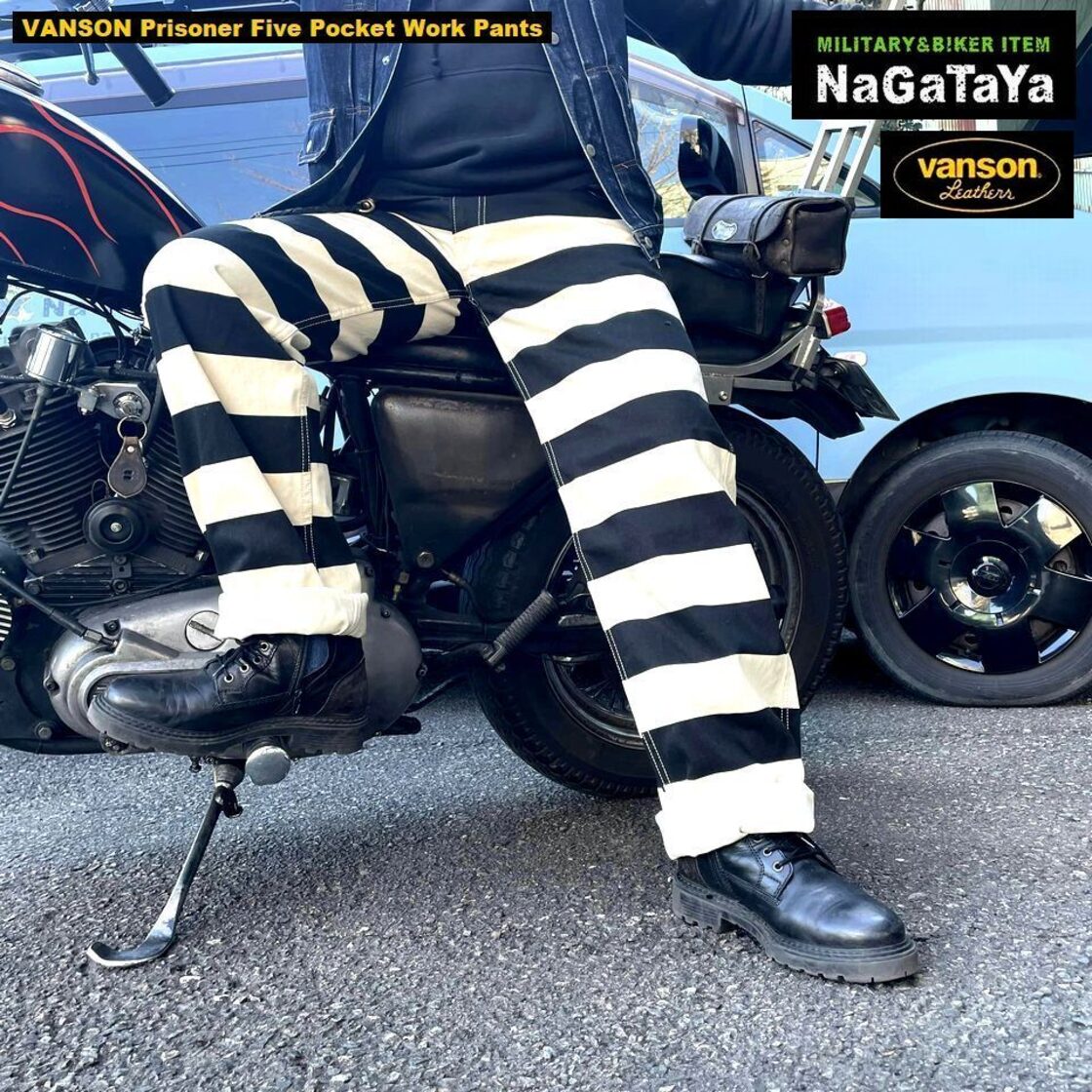VANSON バンソン プリズナーファイブポケット ワークパンツ ボーダー柄 