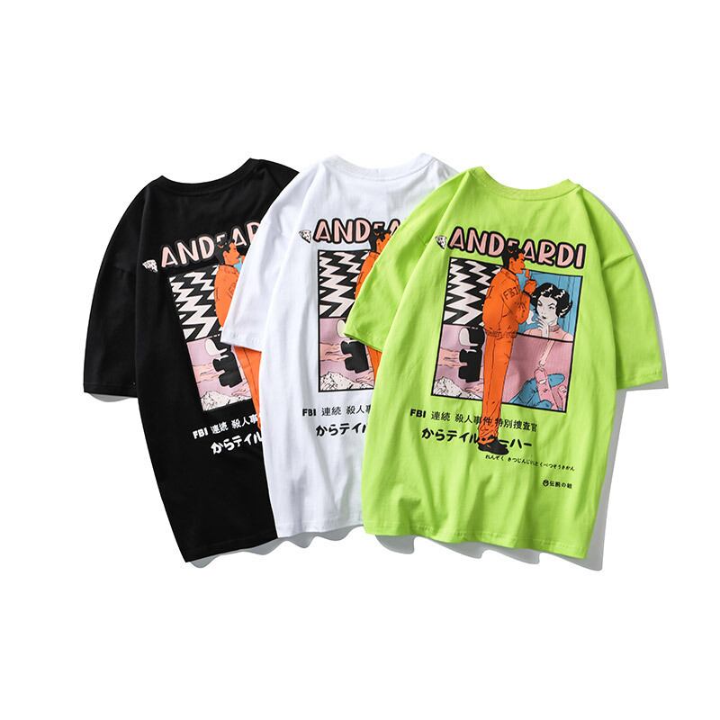 【新作】【送料無料】 Road Vintage Summer esePrint半袖TシャツメンズストリートルーストップTシャツ-アリババ ショート ハーフスリーブ サマー 夏物 ビンテージ hip6-161175534835199