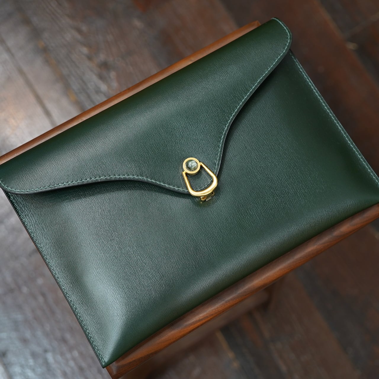 Maison d' Artisan Copain Slim(スリムクラッチ) ボックスカーフ グリーン その1