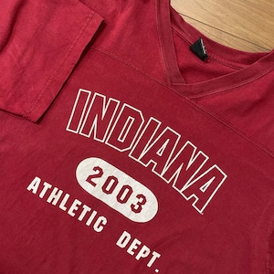 【STARTER】カレッジ インディアナ大学 INDIANA フットボールTシャツ L ビッグサイズ バーガンディ スターター US古着