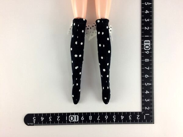 ドールアクセサリ 1/6 女性用 靴下 ストッキング 黒 白点 BS191 - 画像2