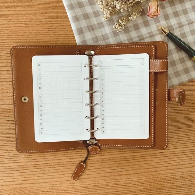 ミニ6穴サイズ/毎日の記録リフィル(表裏1ヶ月)