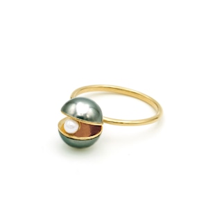 Shell Pearl Ring(black) / K18yg