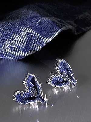 Cool denim heart pierced  [A259]