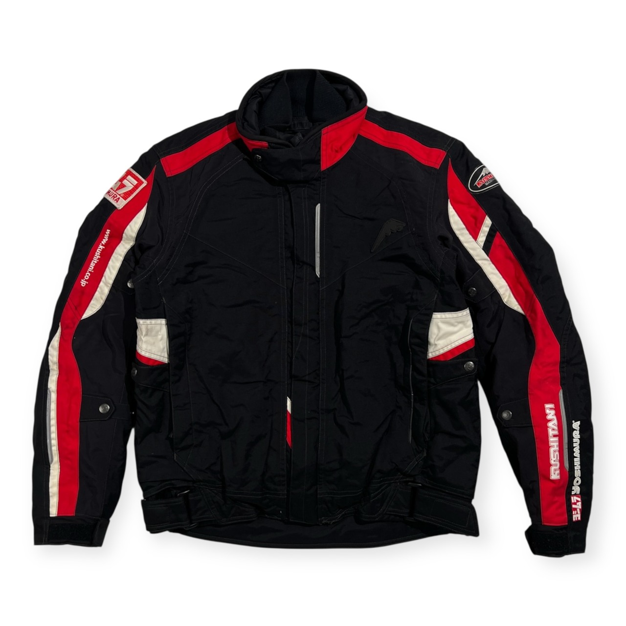 KUSHITANI クシタニ ヨシムラ コラボ ライディング ジャケット サイズ XL /ブラック×レッド バイクウェア 防寒 プロテクター対応