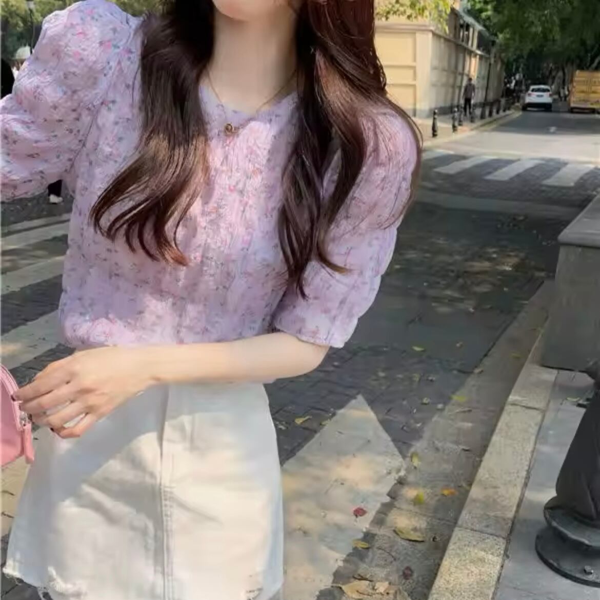 花柄シフォンブラウス