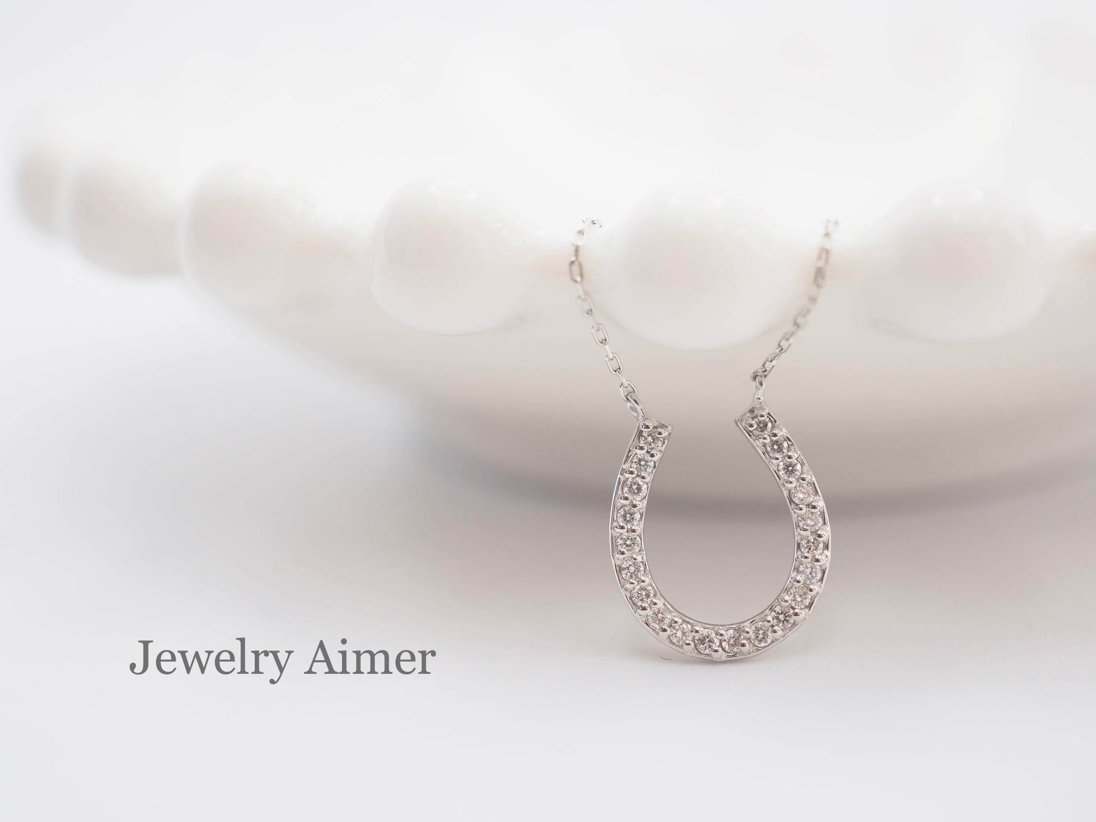 ❤️ K10PG 0.10ct ダイヤモンド ホースシュー ネックレス 馬蹄 ❤️ K10PG 0.10ct ダイヤモンド ホースシュー ネックレス 馬蹄