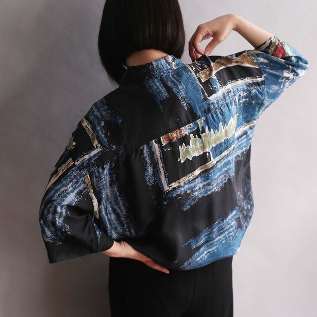 art painting graphic h/s silk shirt