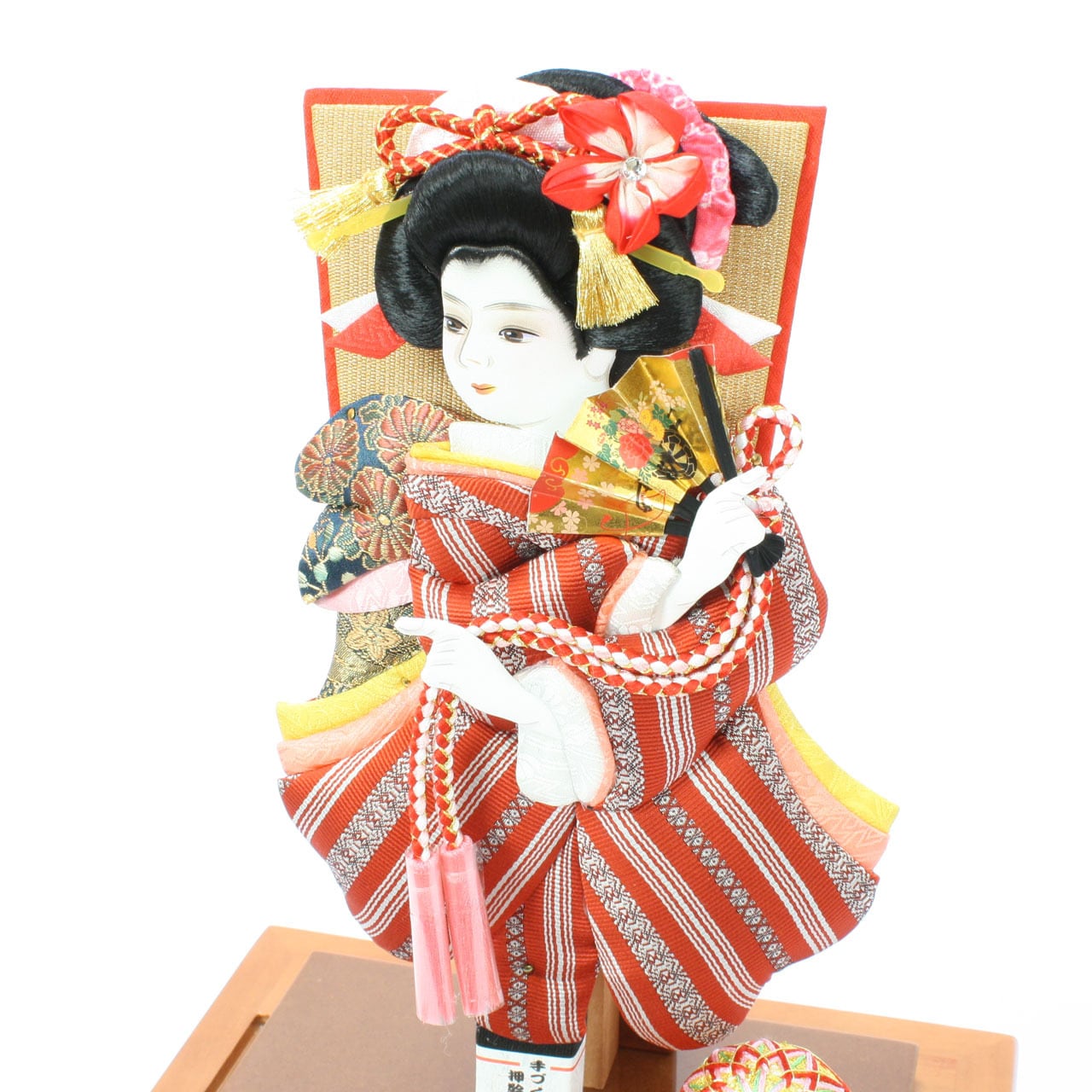 羽子板飾り《商品コード》10308-0115 振袖 正絹博多織 赤｜初正月｜省