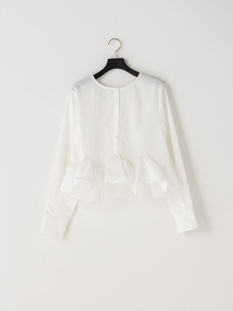 【1/上旬〜中旬入荷次第お届けのご予約】 Mewl/ミュール TULLE PEPLUM BL M264-18168