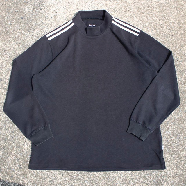 【XLサイズ】00's adidas GOLF モックネック 黒 古着 ロングスリーブウェア