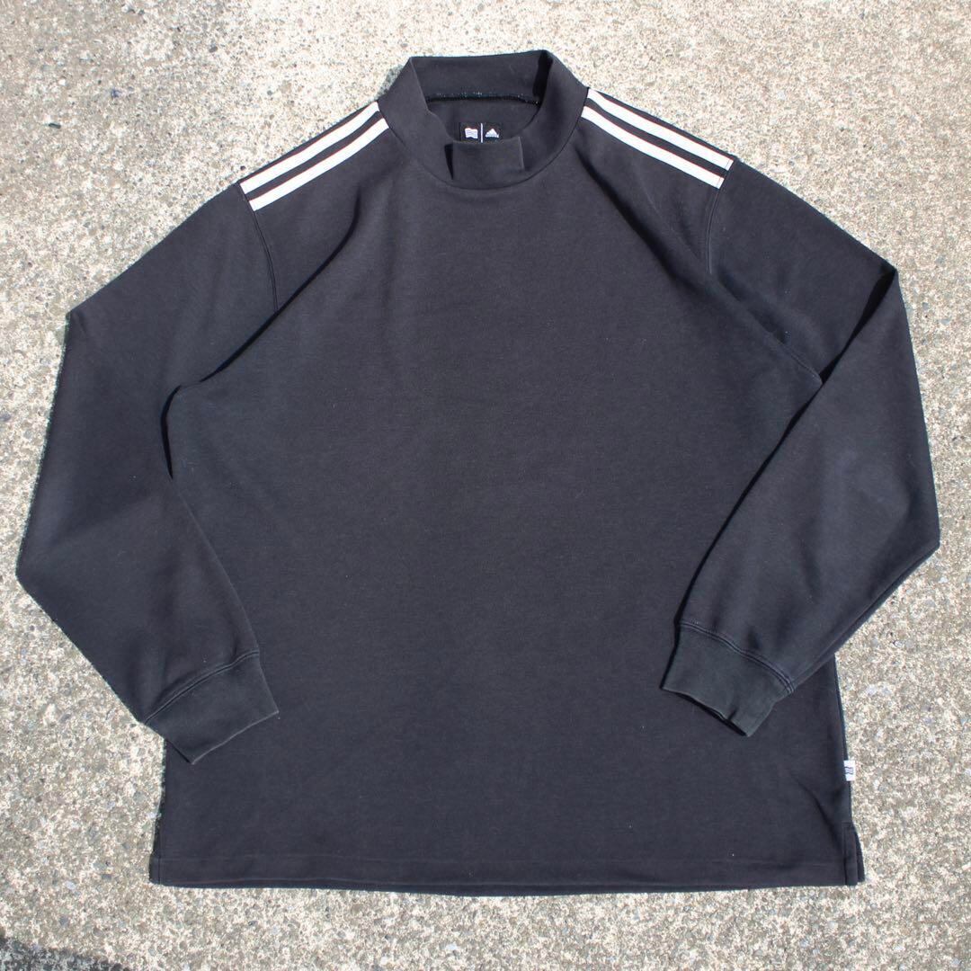 【XLサイズ】00's adidas GOLF モックネック 黒 古着 ロングスリーブウェア