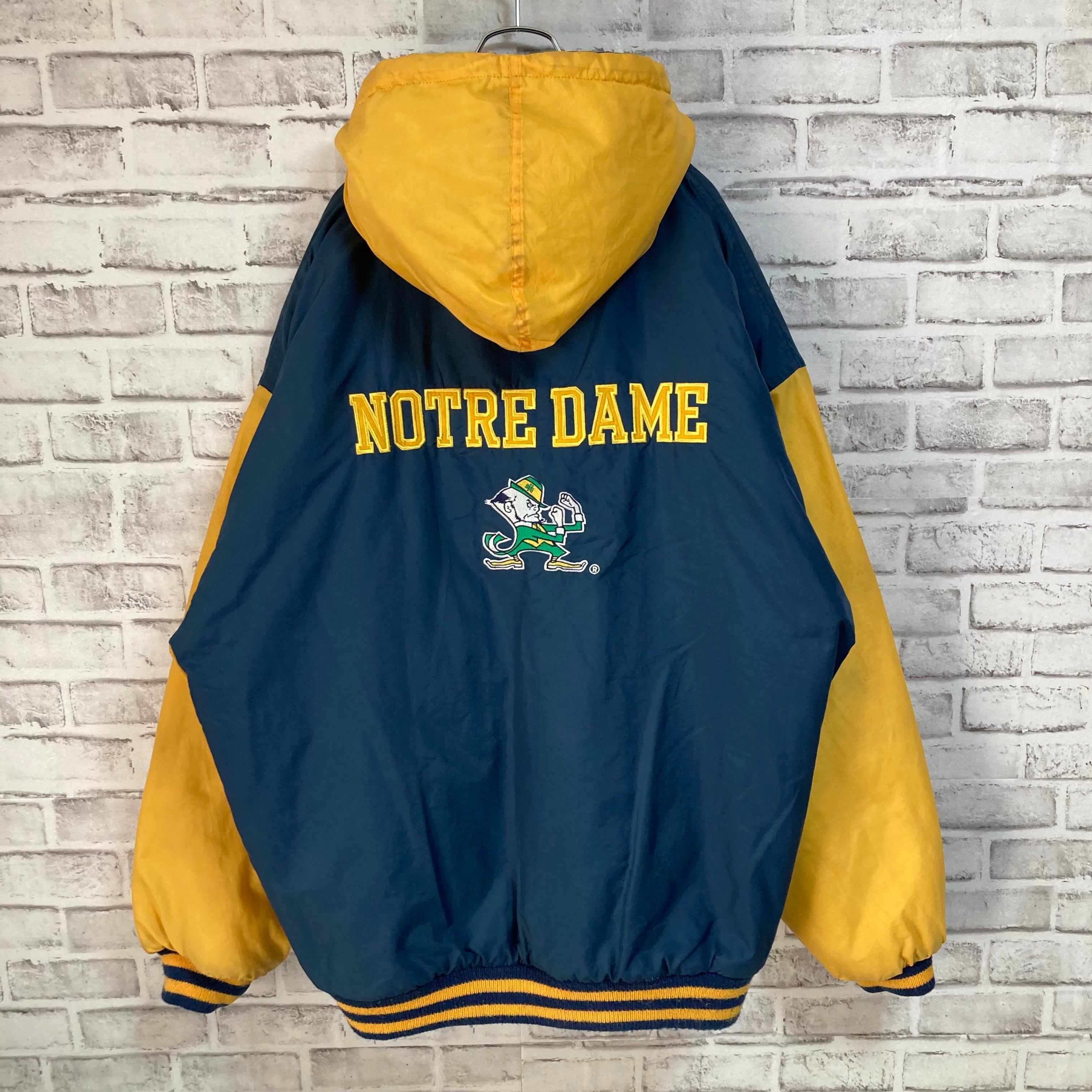 【COMPETITOR】Stadium Jumper XL 90s “NOTREDAME” 切替 ナイロン スタジャン スタジアムジャンパー  カレッジモノ カレッジロゴ 刺繍ロゴ ワンポイントロゴ 胸ロゴ バックロゴ アウター アメリカ USA 古着