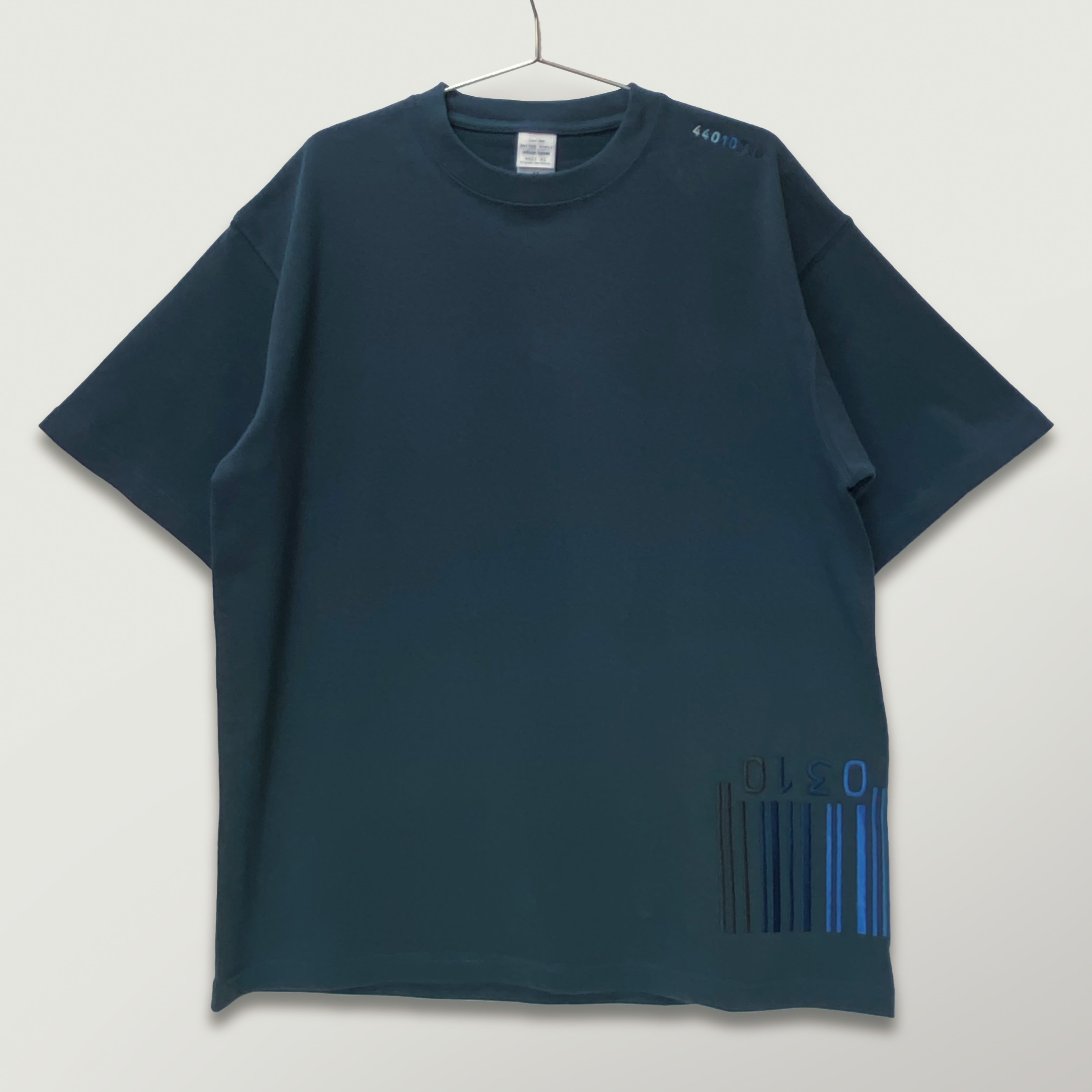 刺繍☆半袖Tシャツ／紺と空色のバーコード