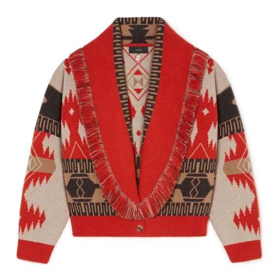 ALANUI ICON JACQUARD CARDI-BOMBER SAND FIRE