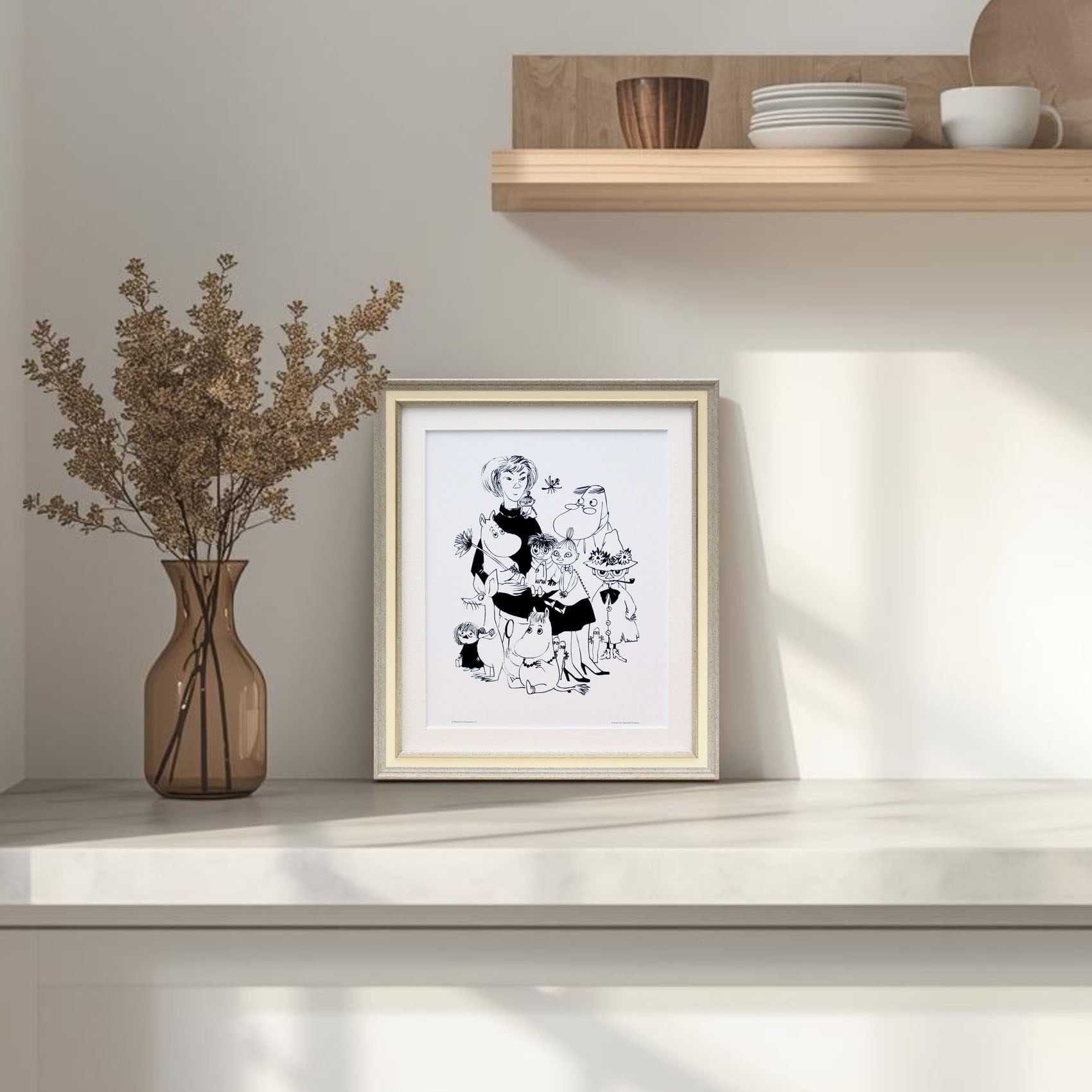 ムーミン 北欧 Putinki「トーベファミリー フラワー」送料無料 フレーム選択可能 展示用フック付アートポスター 絵画 インテリア アート