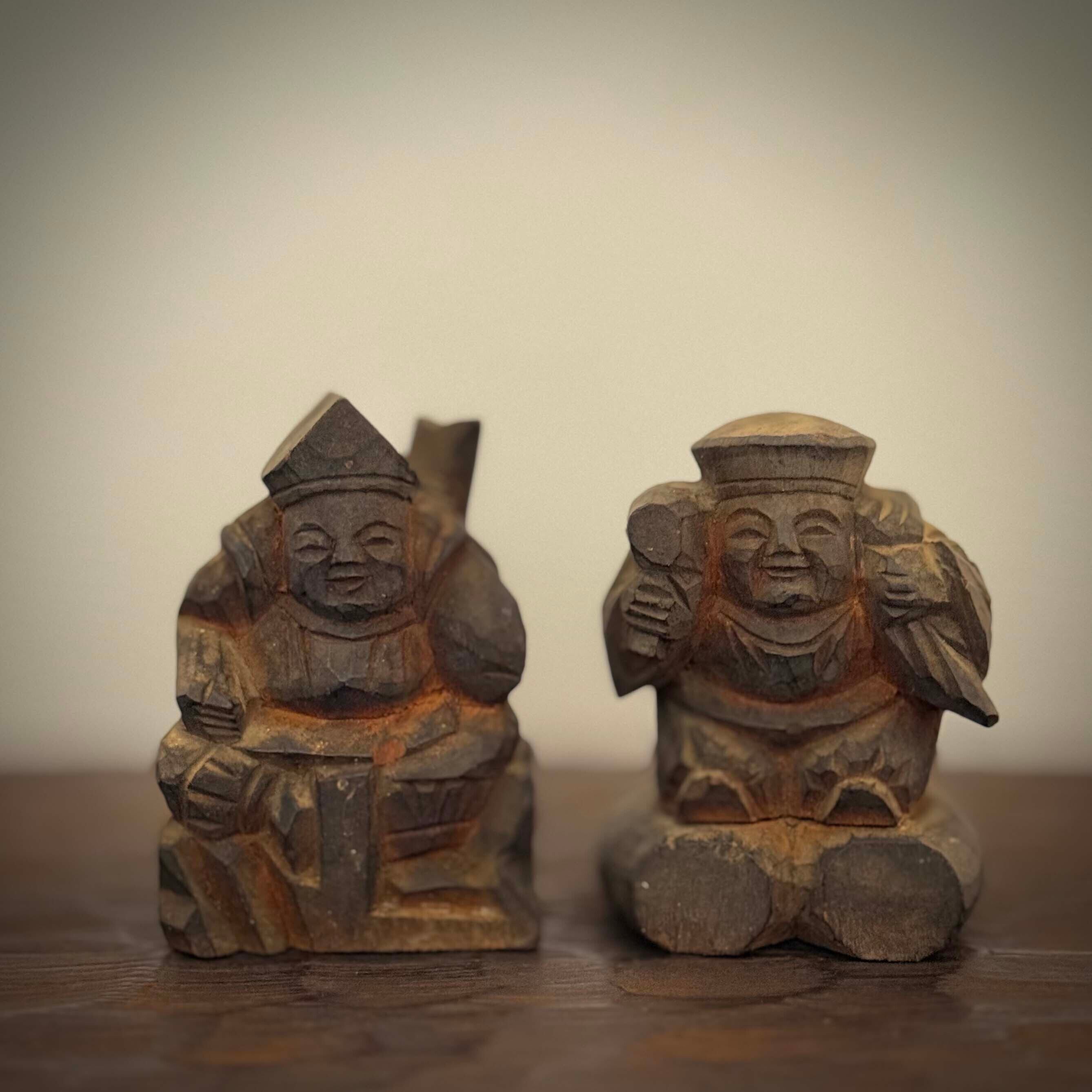 恵比須・大黒セット（木彫9cm）