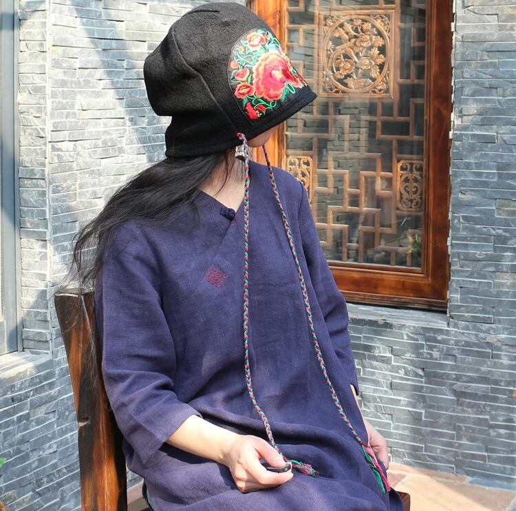 ヴィンテージスリット レッド 刺繍 ピュア ビンテージ Yiranxuaディースワード32756177843