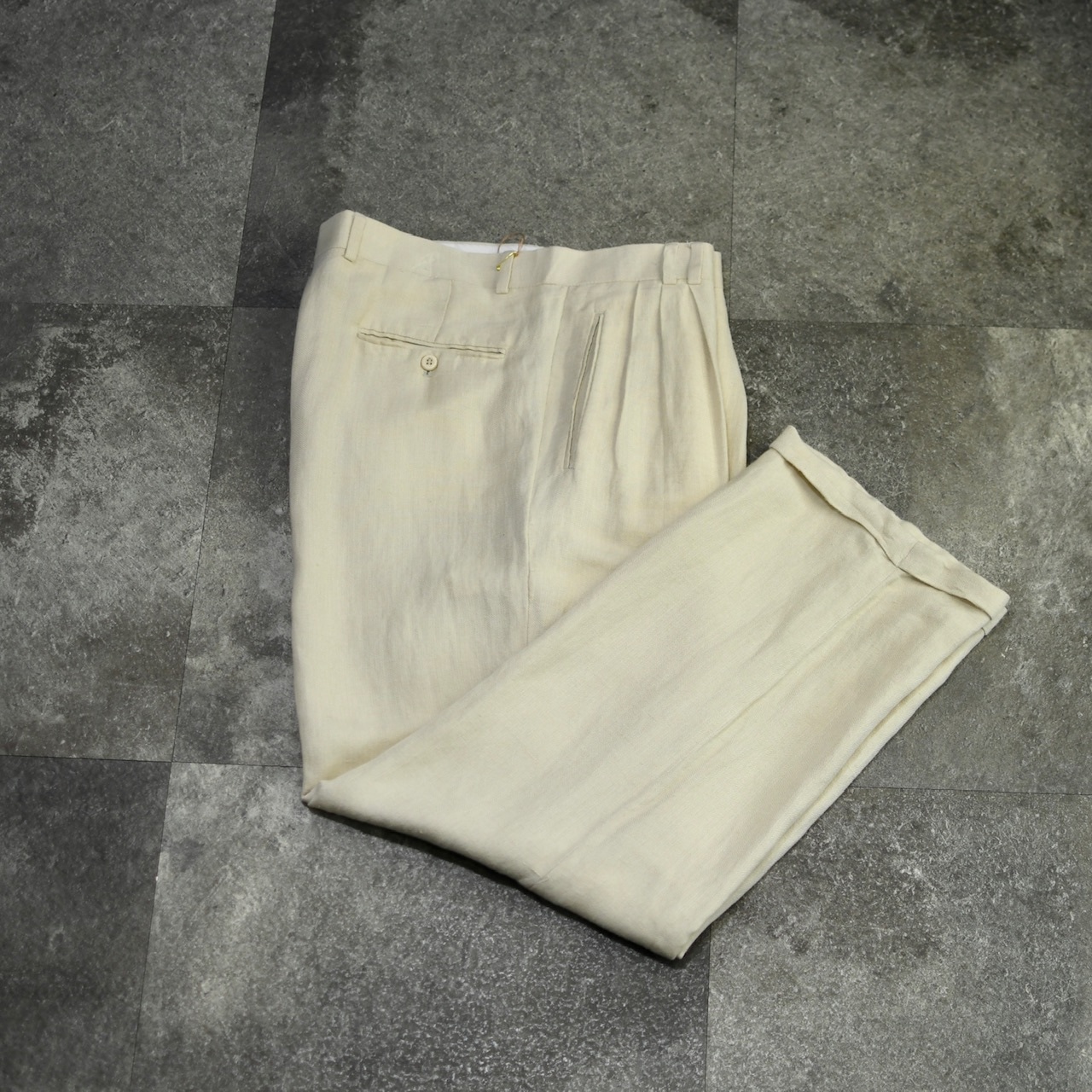 LOUIS RAPHAEL rayon linen 3tuck wide slacks