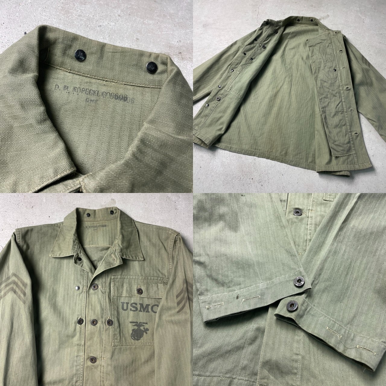 40年代 USMC 米軍実品 P-44 HBT ガスフラップ ミリタリー  