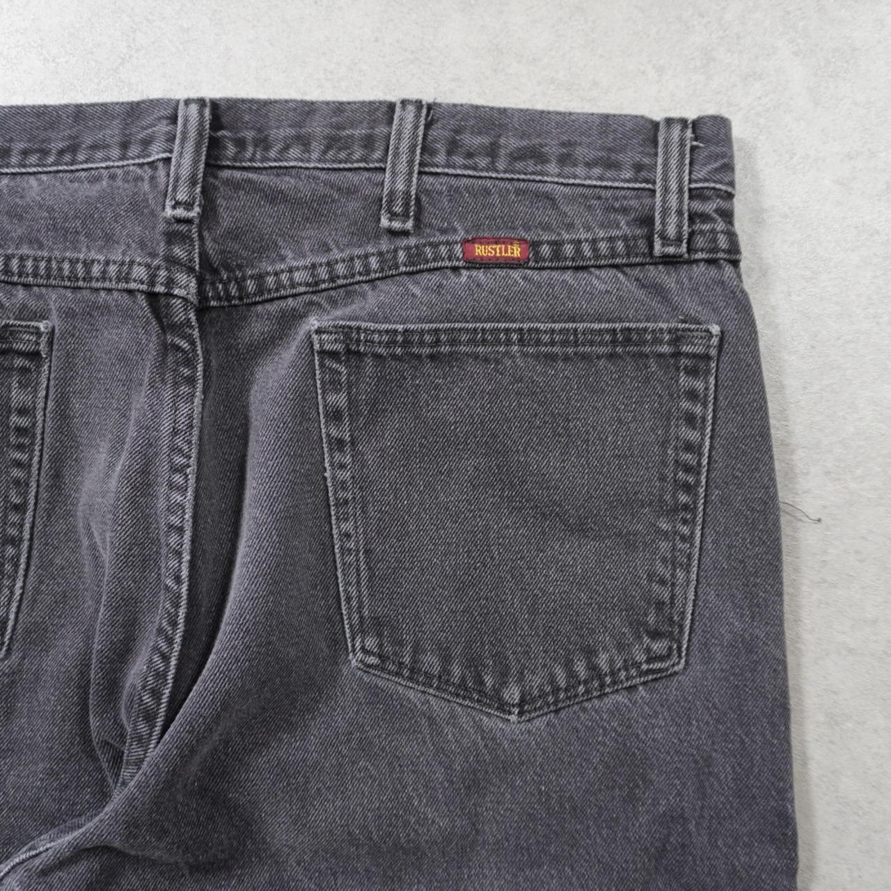 RUSTLER black denim W38L30 古着 - 14