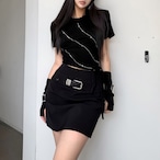 tie hem shiny tops / l0786