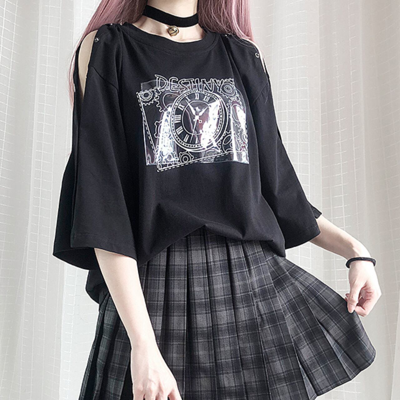 ７分丈クロックＴシャツ　1128