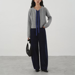 no-collar ribbon knit cardigan J00128