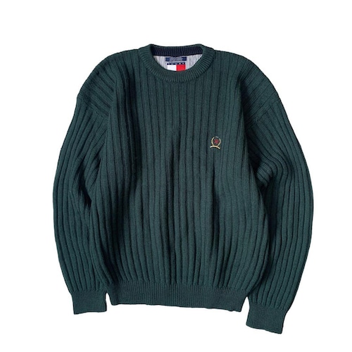 "90s TOMMY HILFIGER" green knit