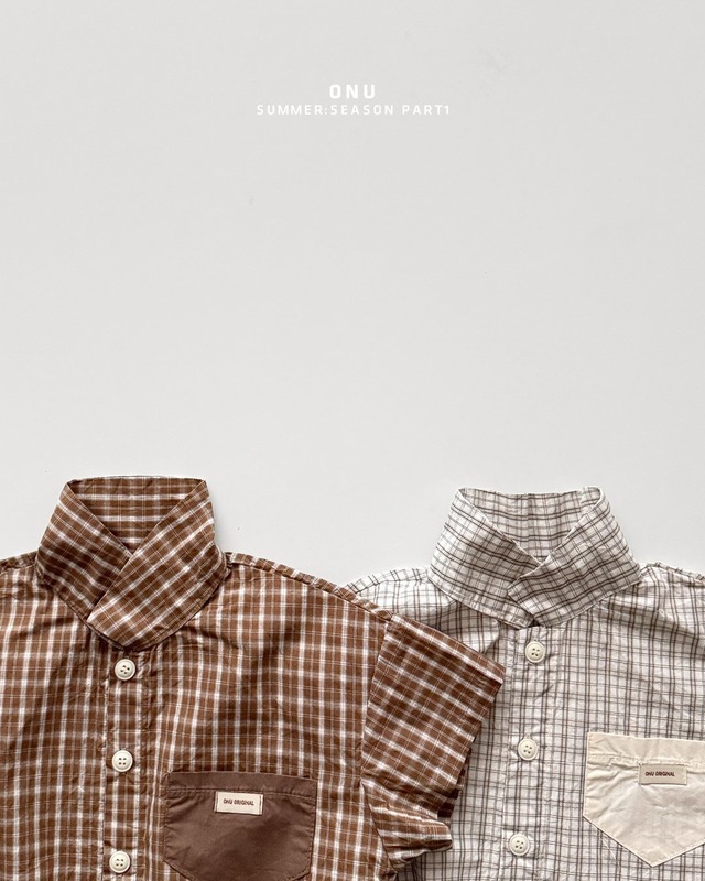 [ onu kids ] summer check shirt