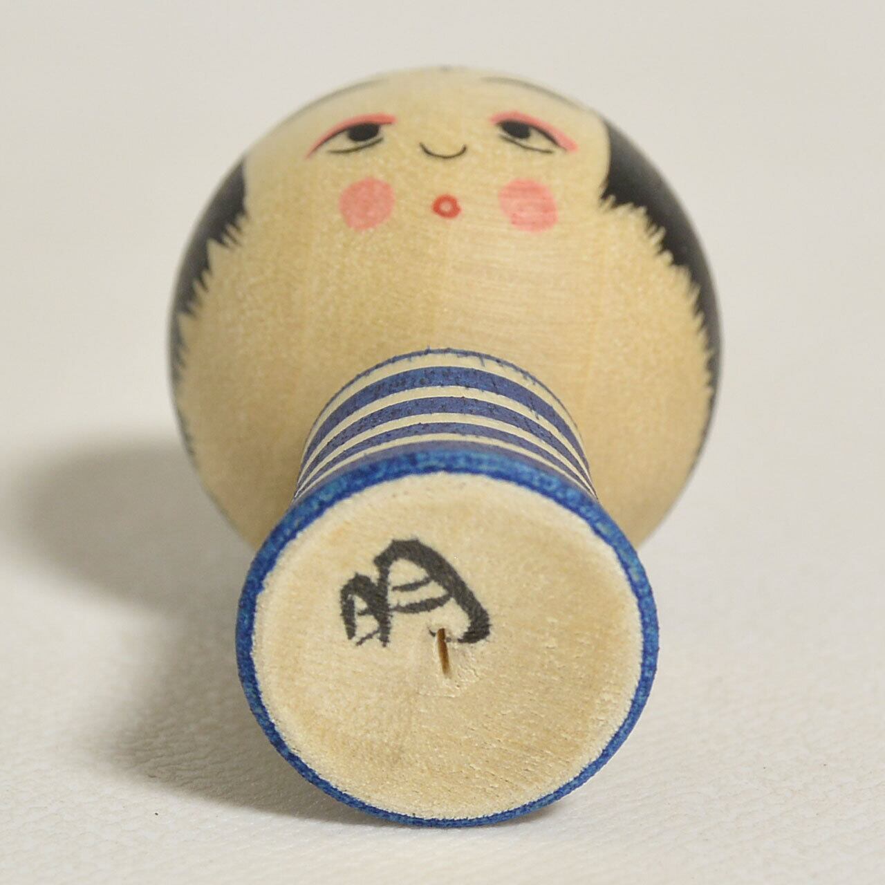 青の小寸こけし（ミニこけし） 約1.5寸 約4.5cm 鈴木明 工人（作並系