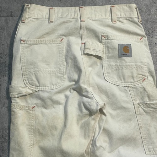 90s USA製 ホワイト ダブルニー Carhartt 29×32 詳細写真12