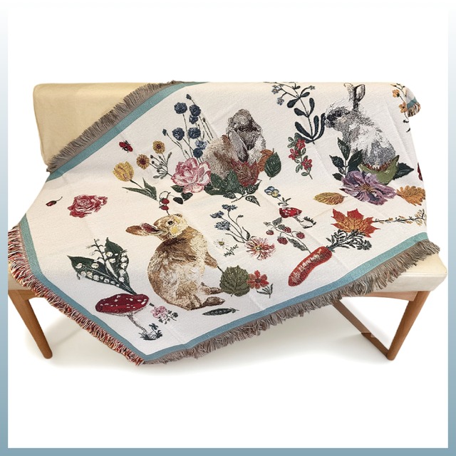 Nathalie Lete ナタリーレテ Tapestry Rug Rabbits-Ivory　ラグ　うさぎ