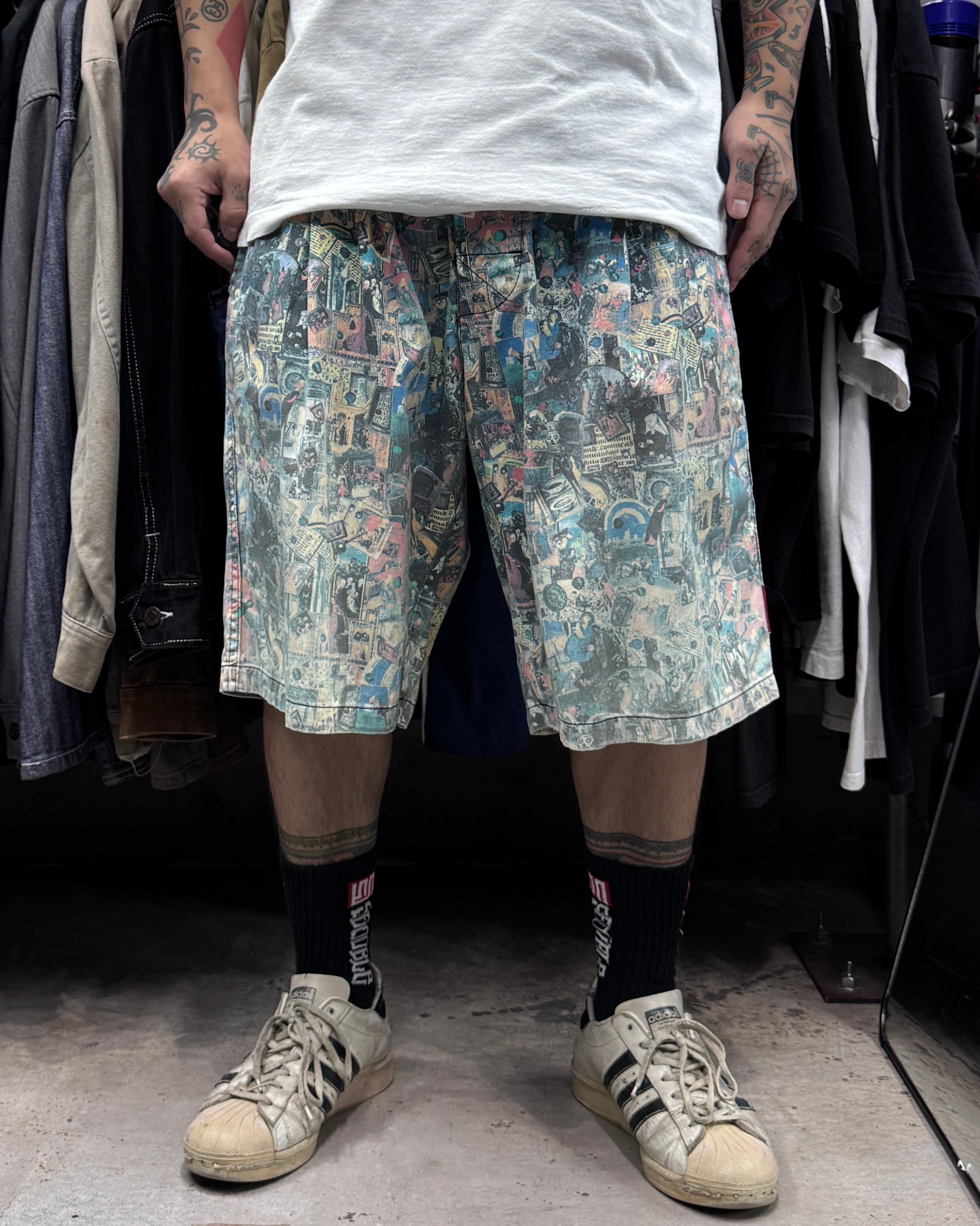 Special!!】80's~90's old stussy Religion Pattern Beach Shorts