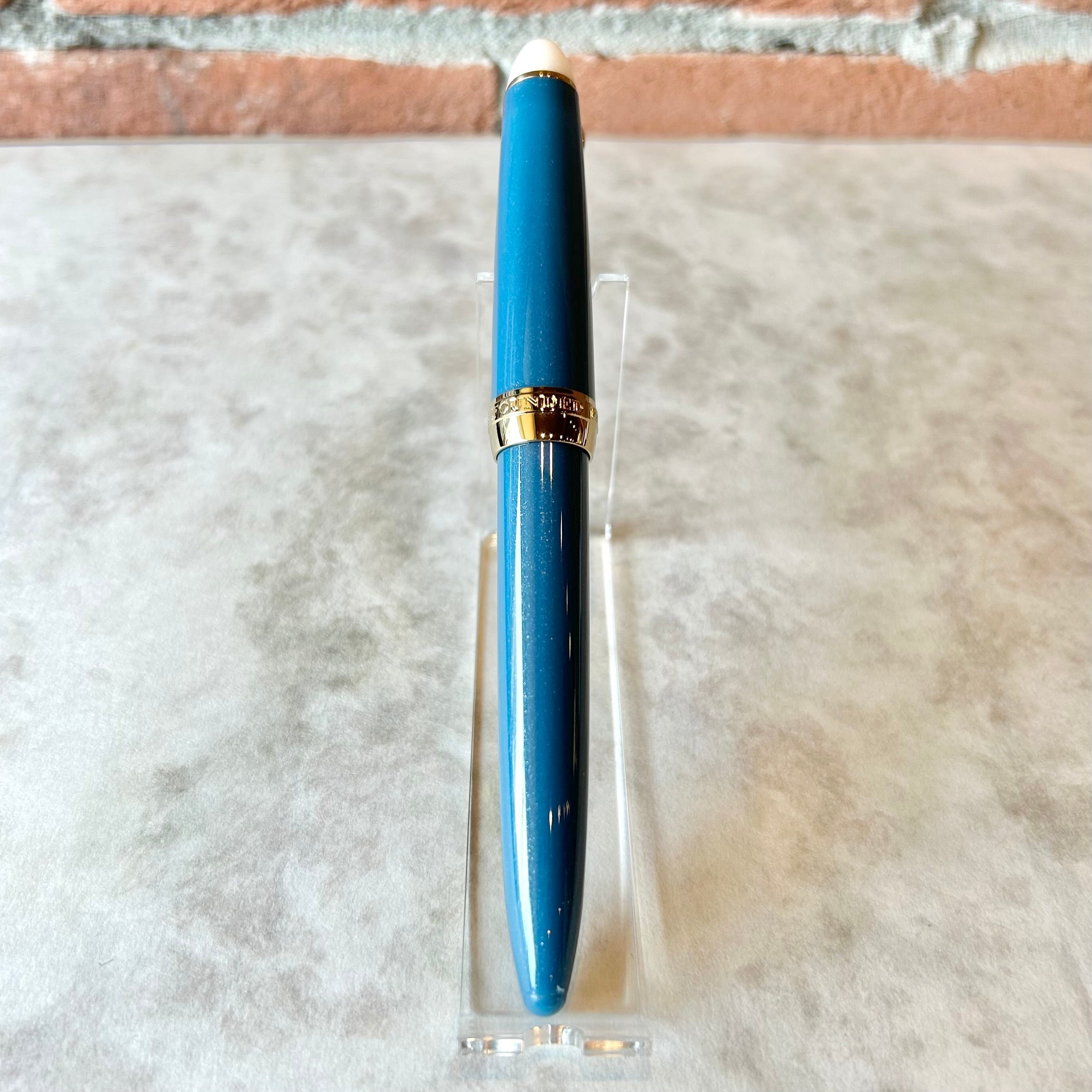 ヴィンテージ 万年筆 日本製 50s インキ止め式 新品未使用　マーブル SAILOR 「 SHIKIORI -四季織- 月夜の水面 万年筆（霜夜）」／字幅F
