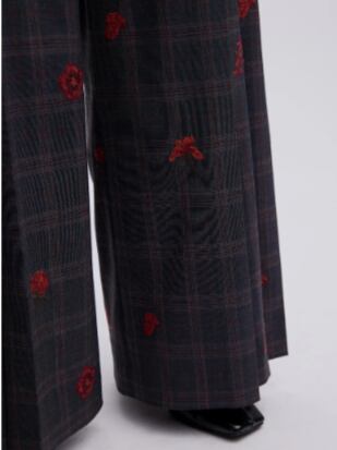 Ameri ★ CHECK FLOWER PLEATS PANTS【 SH 】 CHECK FLOWER PLEATS PANTS