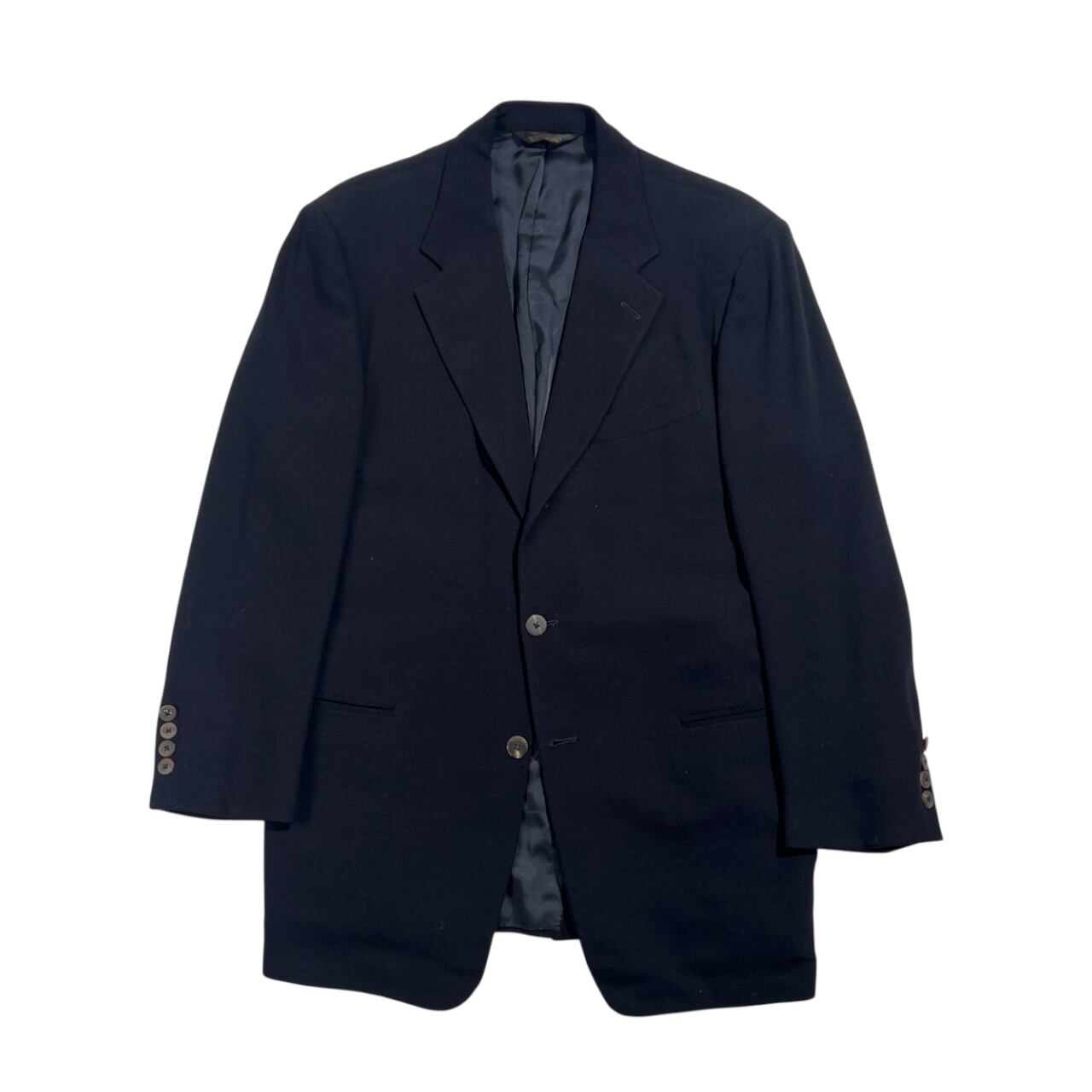 ETRO 美品 チェスターコート ネイビー ETRO◇チェスターコート/3/ウール/ネイビー/紺/チェック/総柄/ツイード
