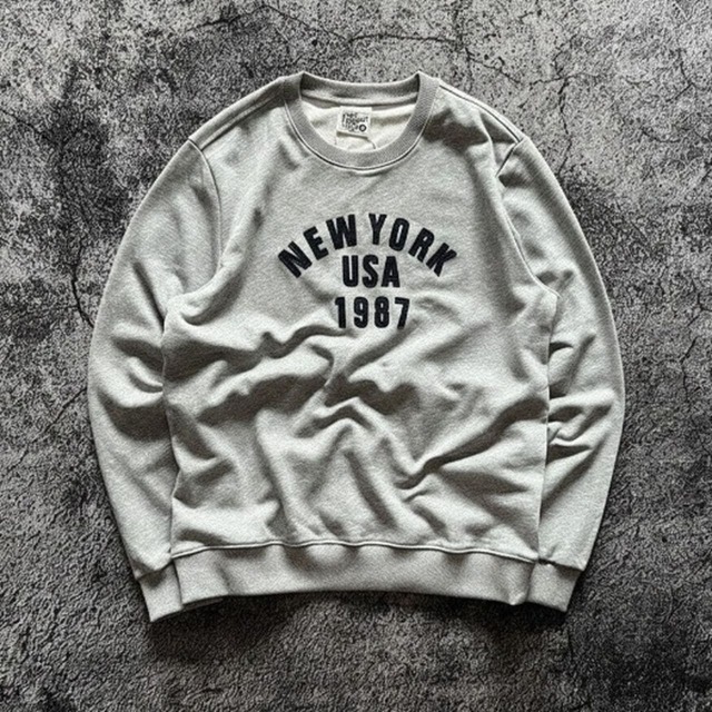 Appliqué Embroidered Round Neck Loose Pullover Sweatshirt(GV084)