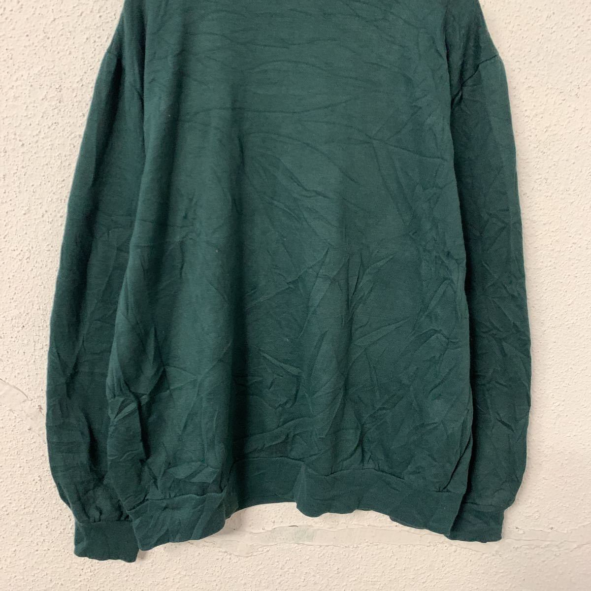 ダブルネック スウェットトレーナー レディース L グリーン 鳥