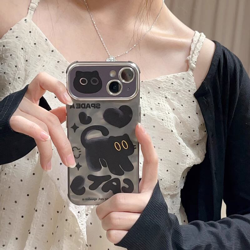 iPhone15 Pro Maxケース 黒猫 ブラック iPhone15 Proケース かわいい